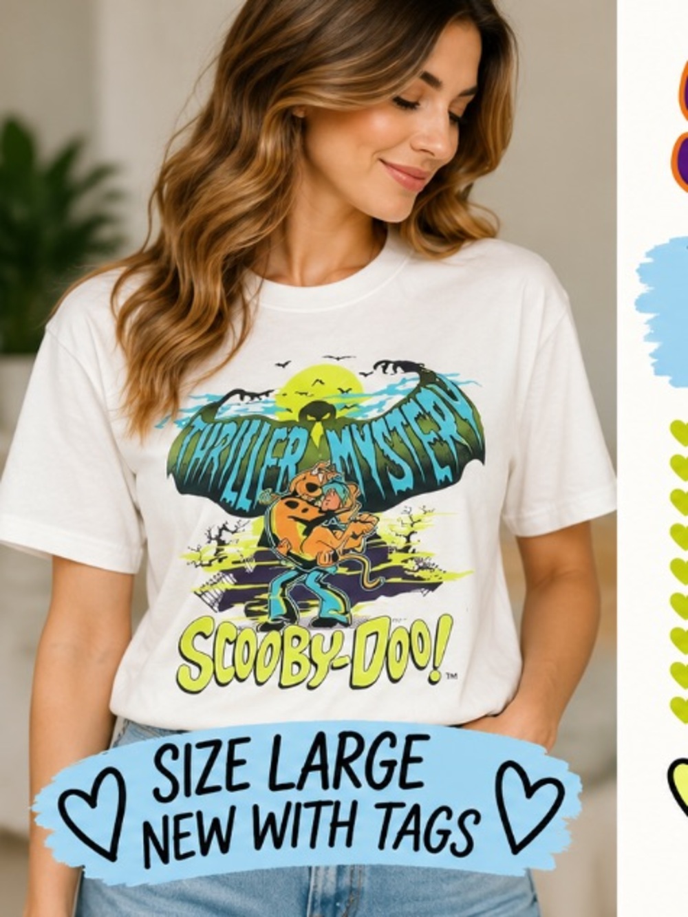 Scooby-Doo Thriller Graphic White T-Shirt L NWT